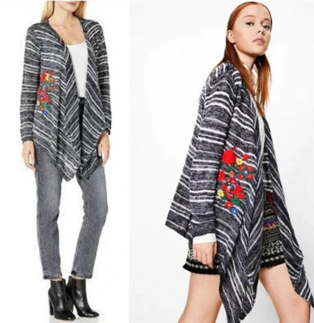 Desigual Patricia Lightweight Floral Embroidered Cardigan Sweater Women's XL